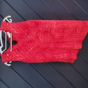 Dress barn red top sequins size medium